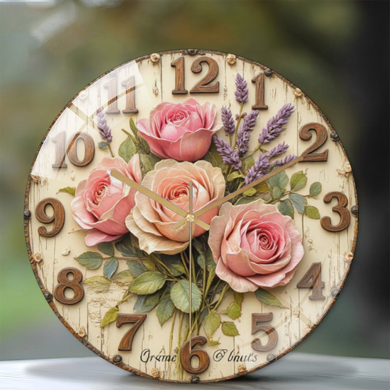 Horloge murale moderne en verre rose et rose
