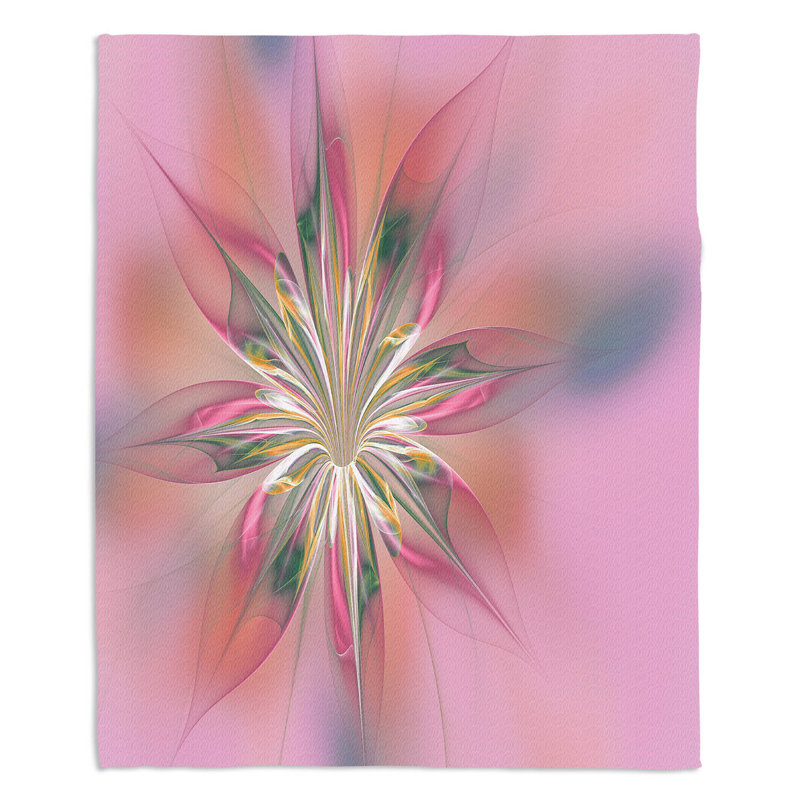 Hand Woven Throw Blanket, 51" W x 60" L, Pink/Green/Yellow