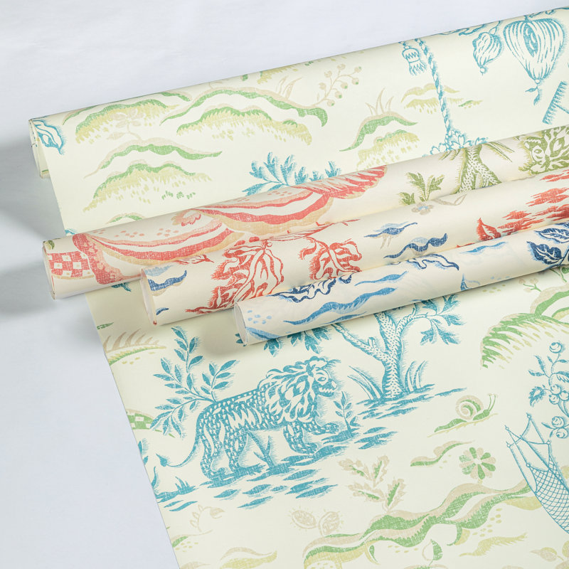Manoir Valensole 33' L x 27.5" W Wallpaper Roll, Leaf/Rose