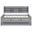 Full Size Bed With Built-In Bookcases, Three Large Storage Drawers And Trundle In Grey Hue Wooden Bookcase, Pull-Out-130155309-130155311