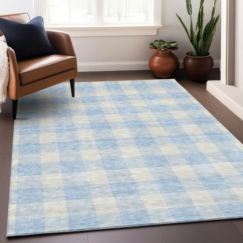 Premium Machine Washable Prisco Sky Rug, Rectangle 8' x 10'