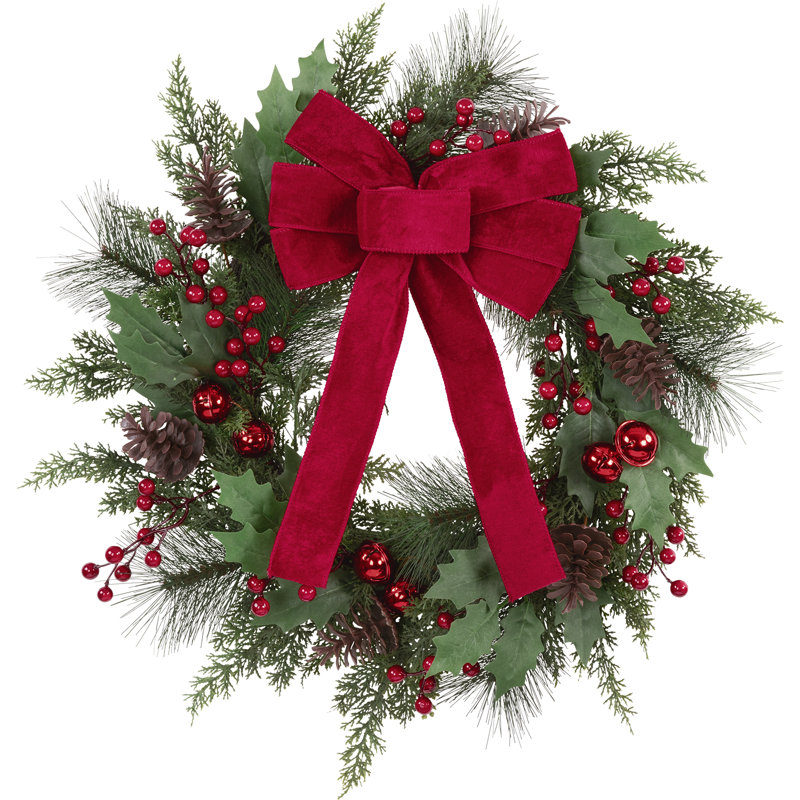 Couronne de porte de Noël Bow Red Berry