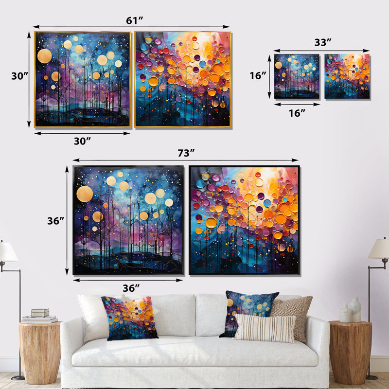 "Mélange monochrome" 2 pièces, Cadre flottant noir, H 16 po x l 33 po
