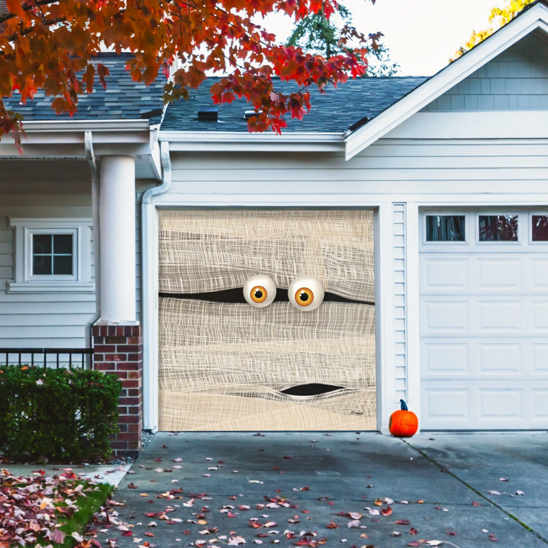 Bannière de porte de garage Mummy Halloween - Décorations d'extérieur