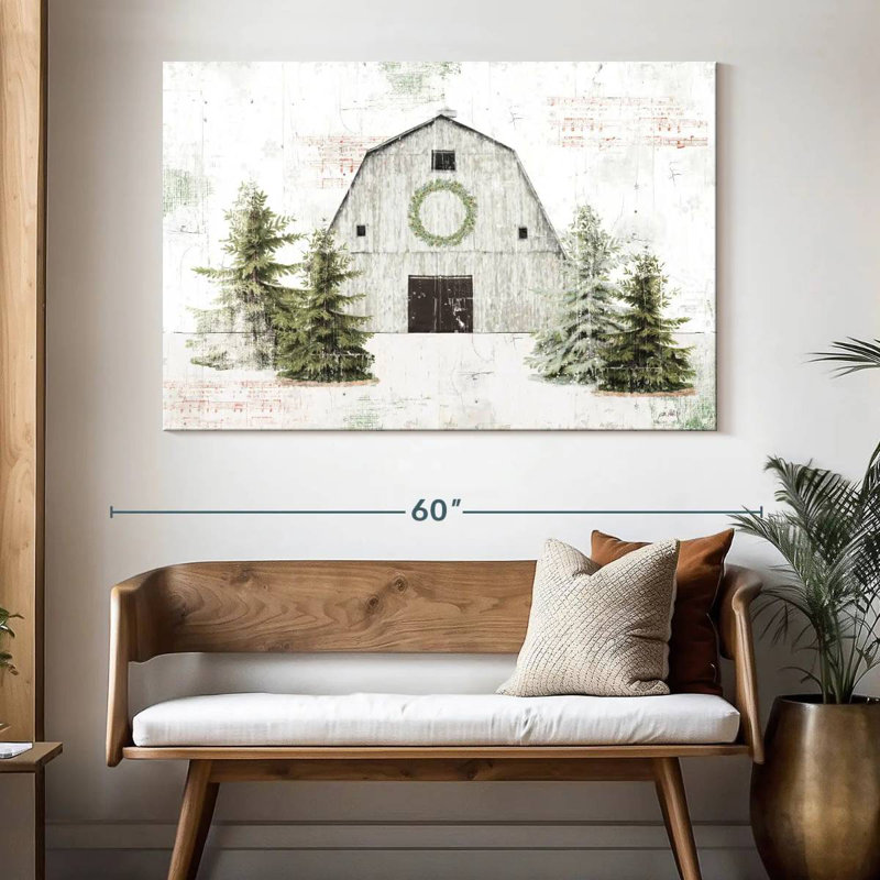 Lilie Wooded Holiday Barn, H 34 po x l 51 po