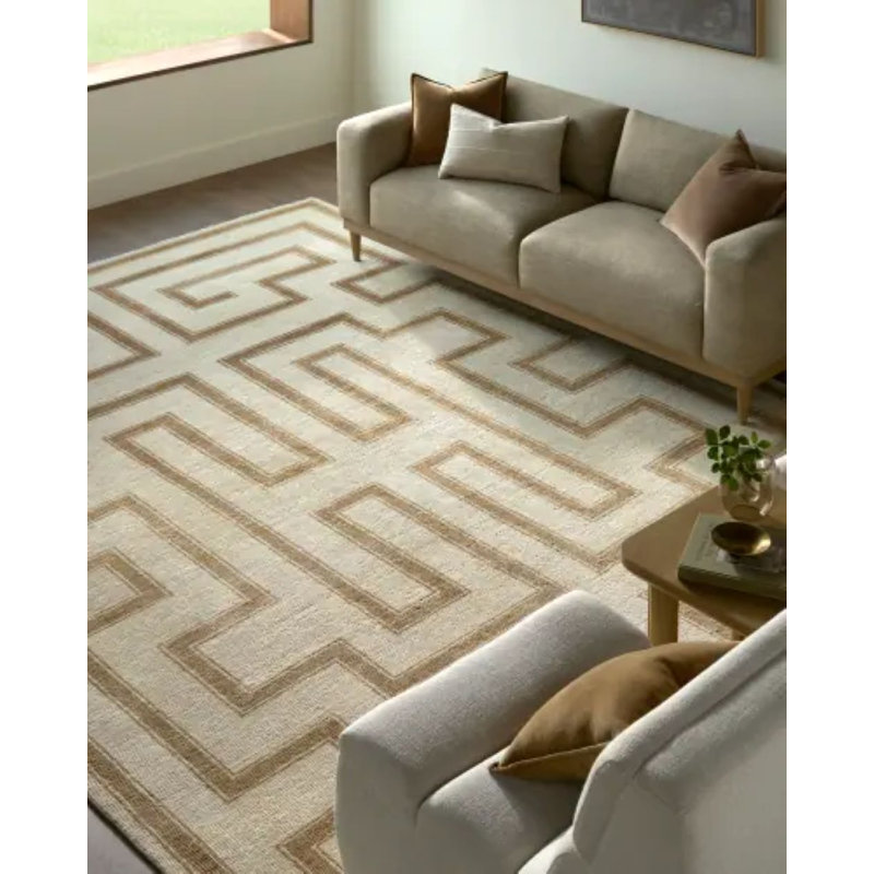 Riviera Handmade Cotton and Wool Geometric Area Rug, Rectangle 10' x 14'