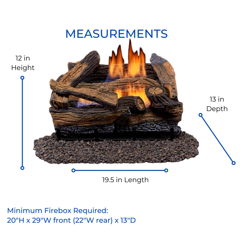 Duluth Forge Ventless Dual Fuel Gas Log Set - 18 in. Split Red Oak - Remote Control, Split Red Oak
