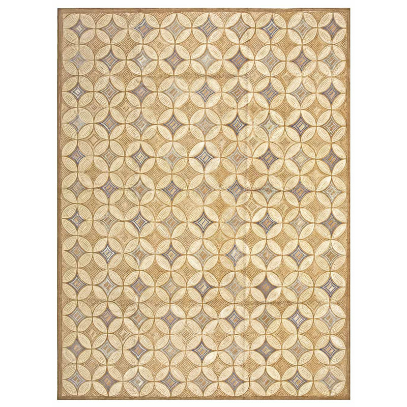 Tapis unique en laine noué à la main de 8 pi x 10 pi beige / bleu / brun clair