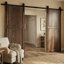 Porte de grange coulissante 2 panneaux de fibres à densité moyenne avec ensemble de quincaillerie-131590477-131595510