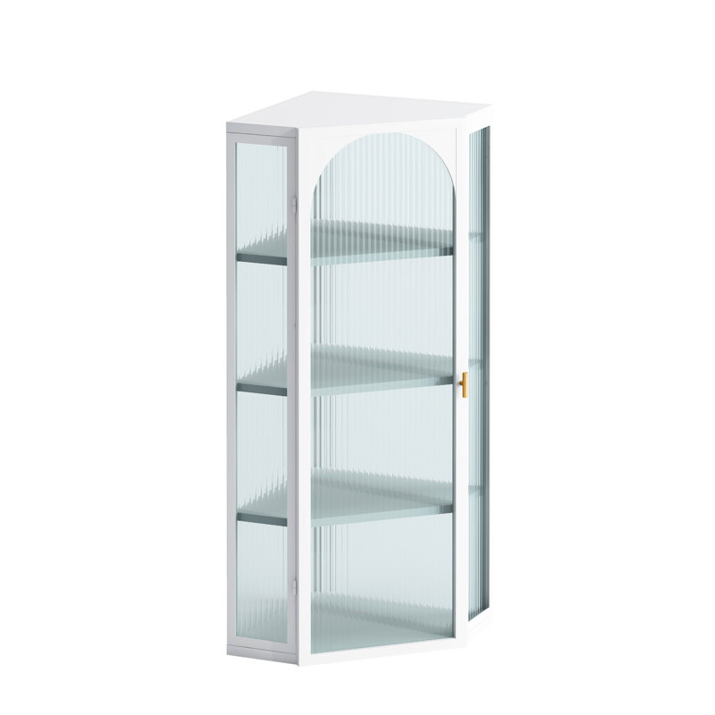 Armoire de coin murale blanche Arona pour optimiser l'espace, moderne et minimaliste, convient à une chambre, une salle de bain, une cuisine, une armoire de salon, une cuisine et une pièce, quatre