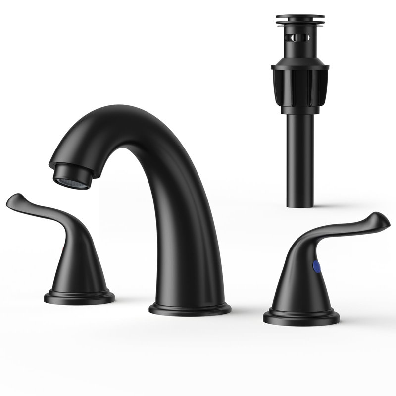 Black Bathroom Faucets, Sink Faucet - 2 Handle,with Pop Up Drain Mount