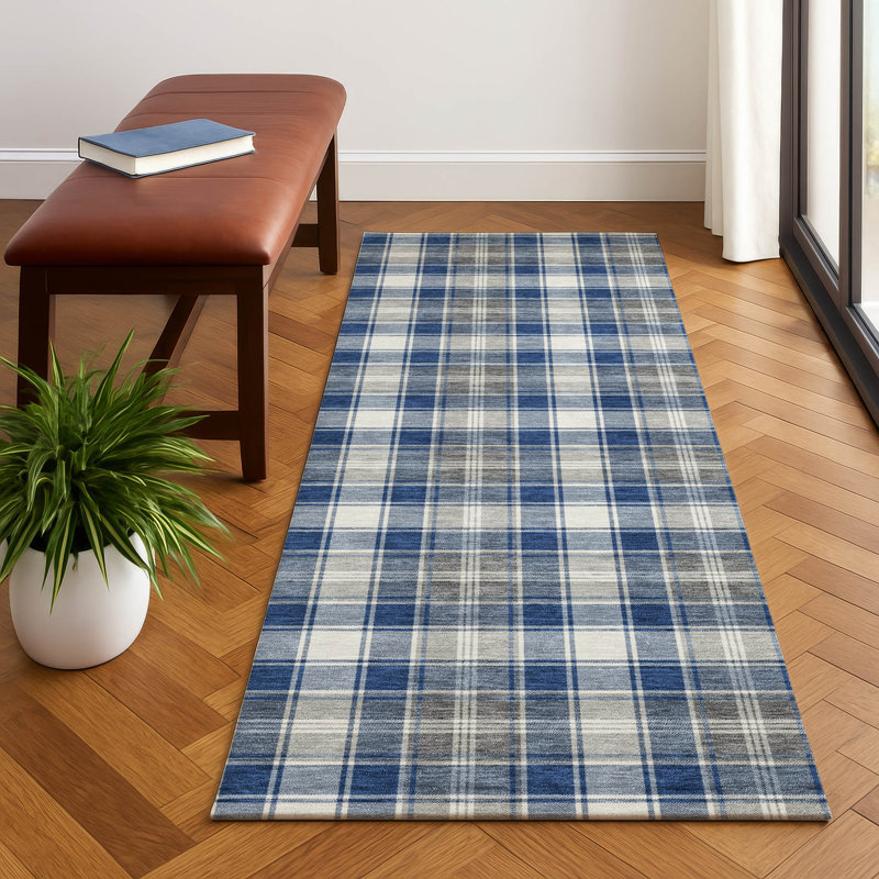 Premium Machine Washable Dockside AMF1817 Christmas Plaid Rug, Runner 2'3" x 7'6"