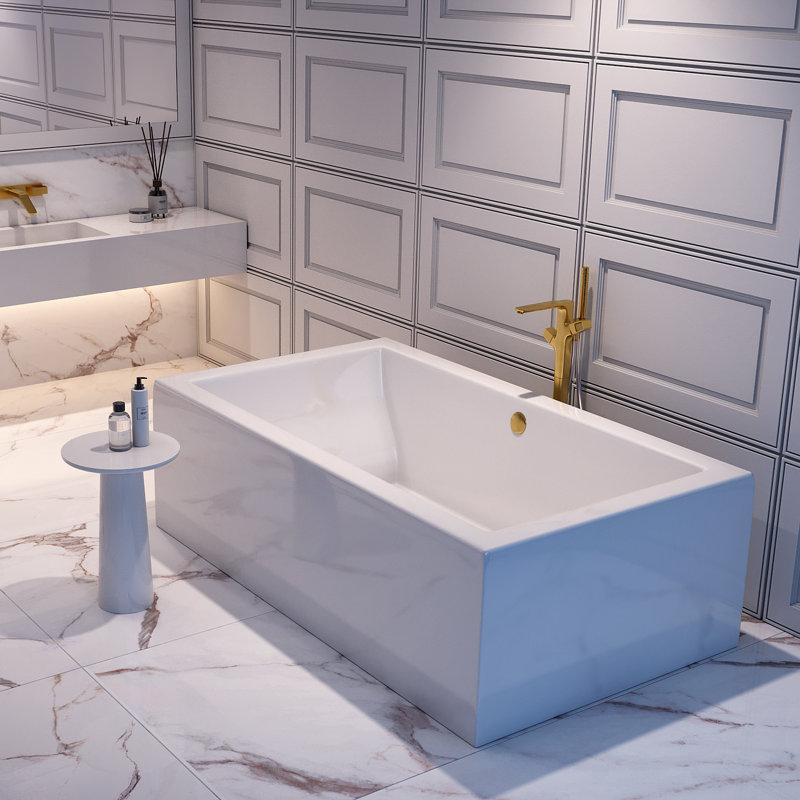 Baignoire autoportante à surface solide 72 "x 42" Boulders, Beige