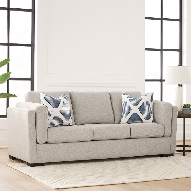 Canapé Marcy avec 2 coussins décoratifs, polyester de 89 pouces, Gris étain