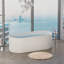 67 po. X 34 po. Résine de bain autoportante en surface solide avec trop-plein et drain escamotable, blanc mat