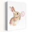 Pink Bubblegum Bunny Playful Contemporary Rabbit Forest Wall Art Print by Mathieu - Wrapped Canvas Print-376036442