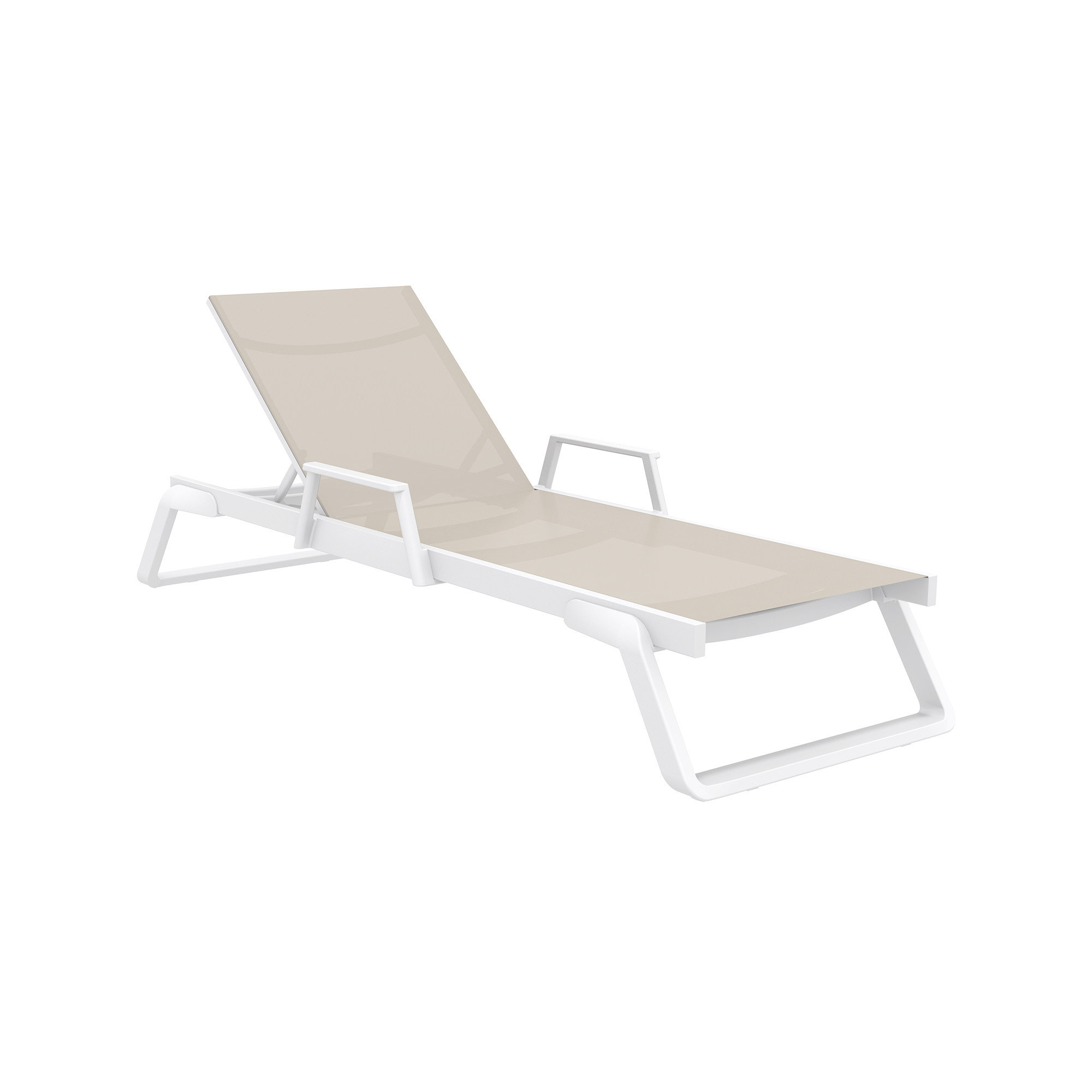 Genelda Outdoor Chaise Lounge, White/Taupe