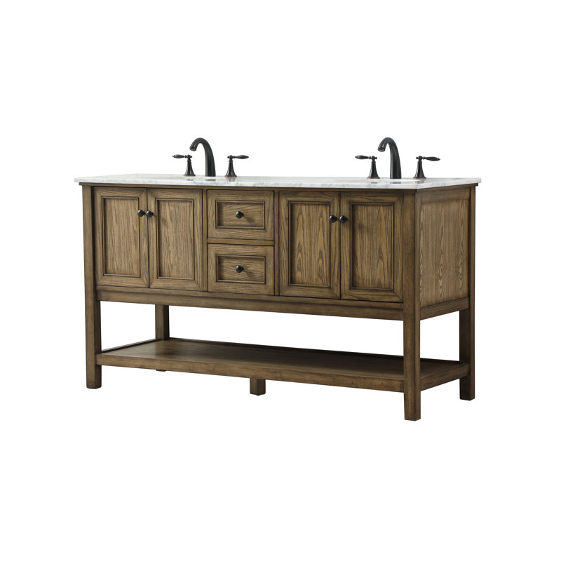 Ensemble de meuble-lavabo double 60 po Bonsai, Bois flotté