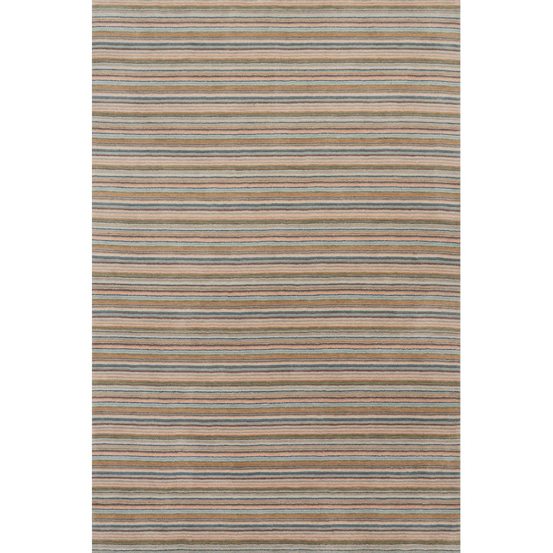 Brindle Stripe Hand Loom Knotted Wool Rug, Rectangle 9'6" x 13'6"