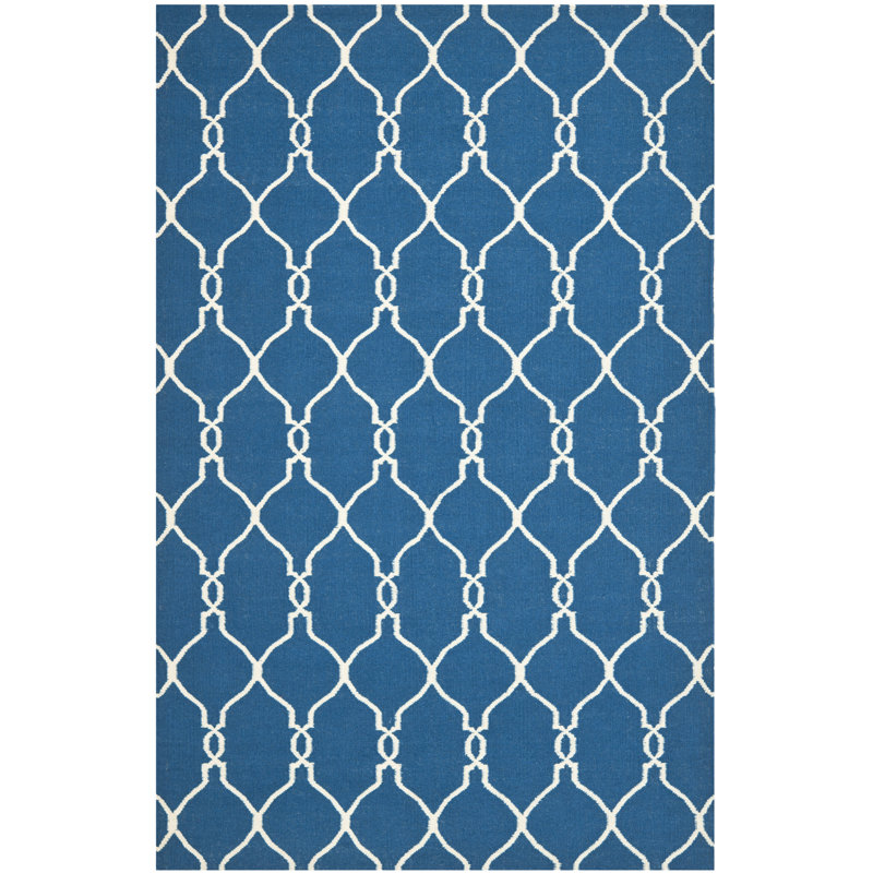 Geometric Wool Hand Woven Area Rug, Rectangle 91 x 152cm