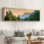 «Misty Mountain Valley with River and Forest», reproduction d'art sur toile encadrée très grande-982475717-982475773