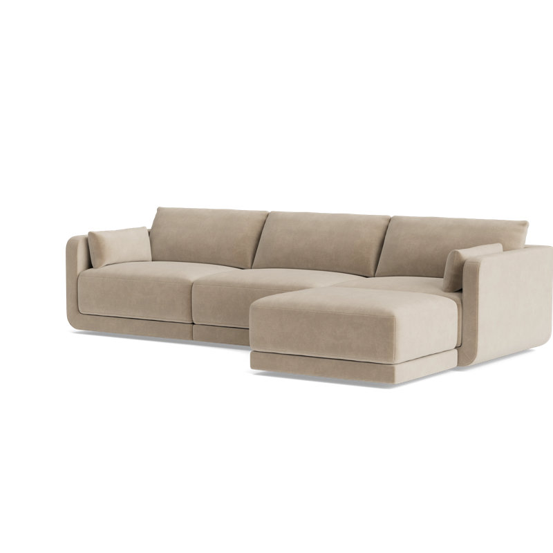 Eva Sofa With Chaise (116"), Velvet - Beige