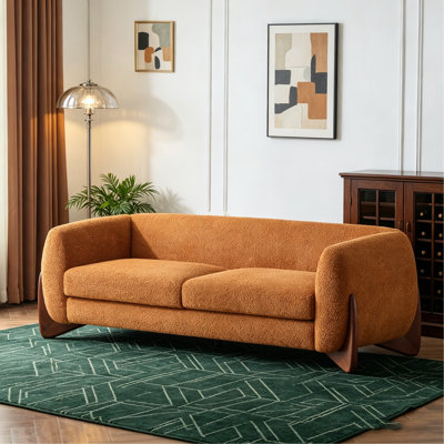 82Inches Boucle Sherpa Sofa -Caramel