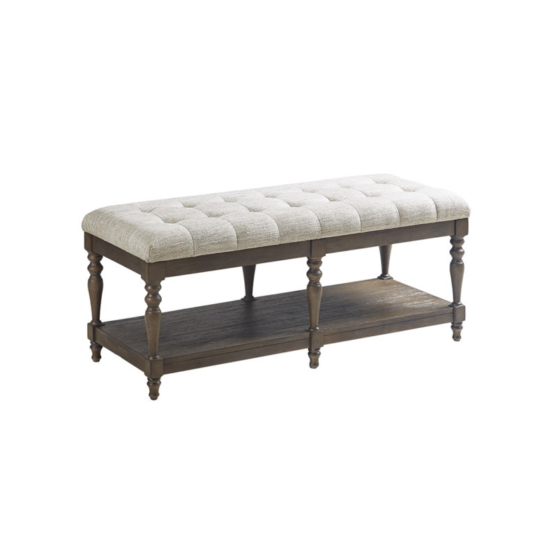 Élégant banc capitonné ivoire avec rangement polyvalent