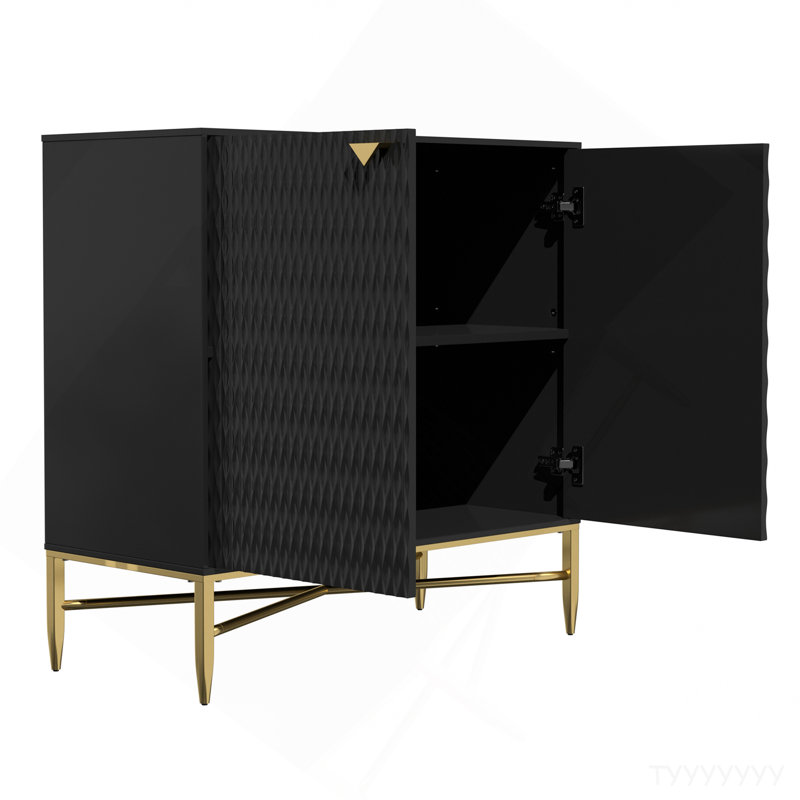 Buffet décoratif de rangement 2 portes Modern Modern, Noir