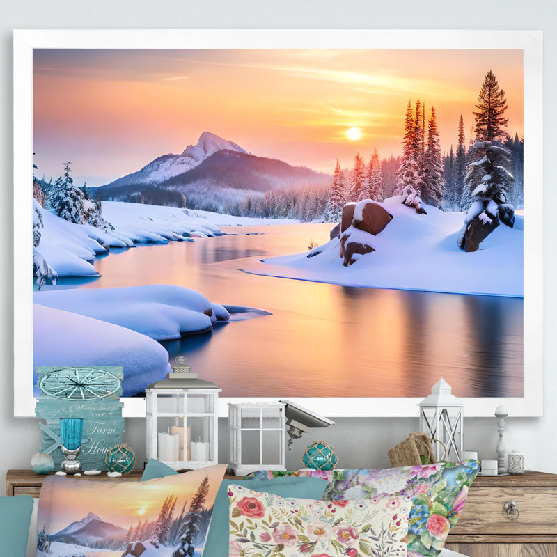 Hiver, beauté de l'Alaska IV, H 30 po x l 40 po x P 1,5 po, Cadre photo blanc