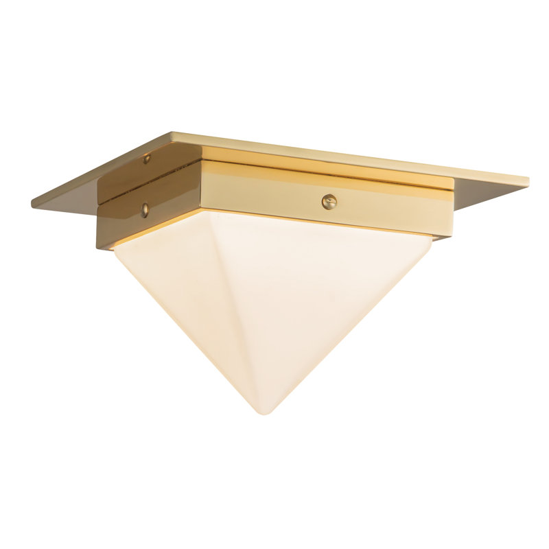Mineral 8-in Brass Flush Mount, Opal Glass, Brass