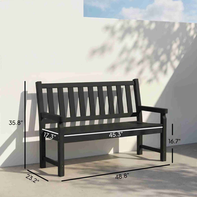 Banc de patio en PEHD, Noir