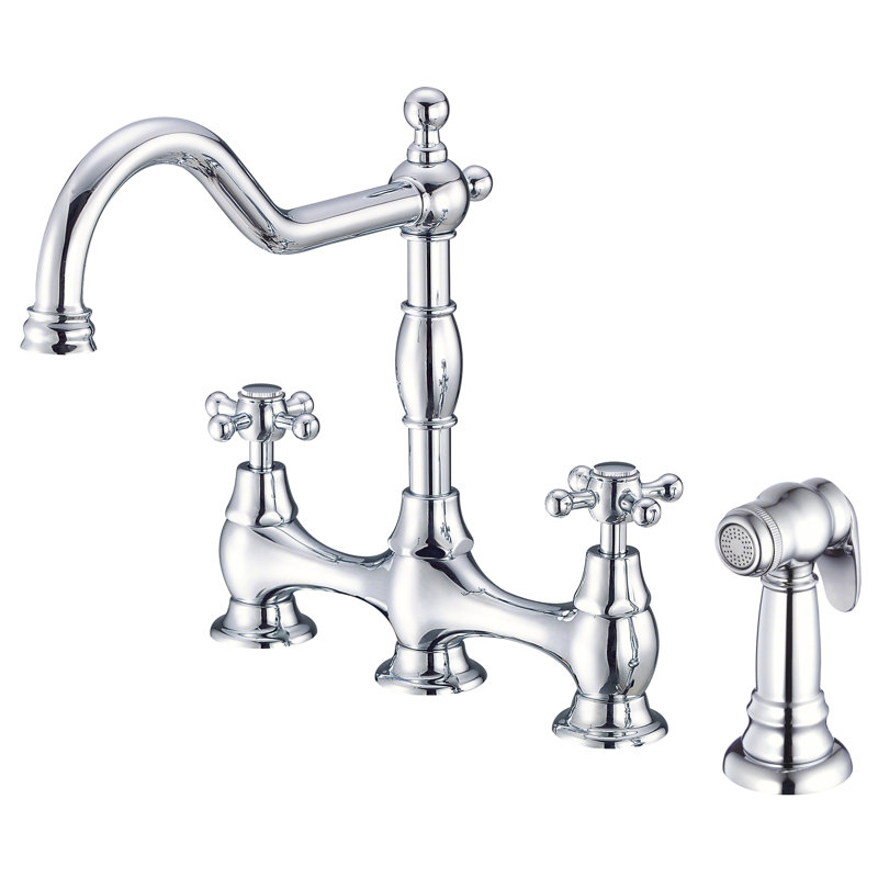 Opulence Bridge Faucet with Side Spray, Chrome