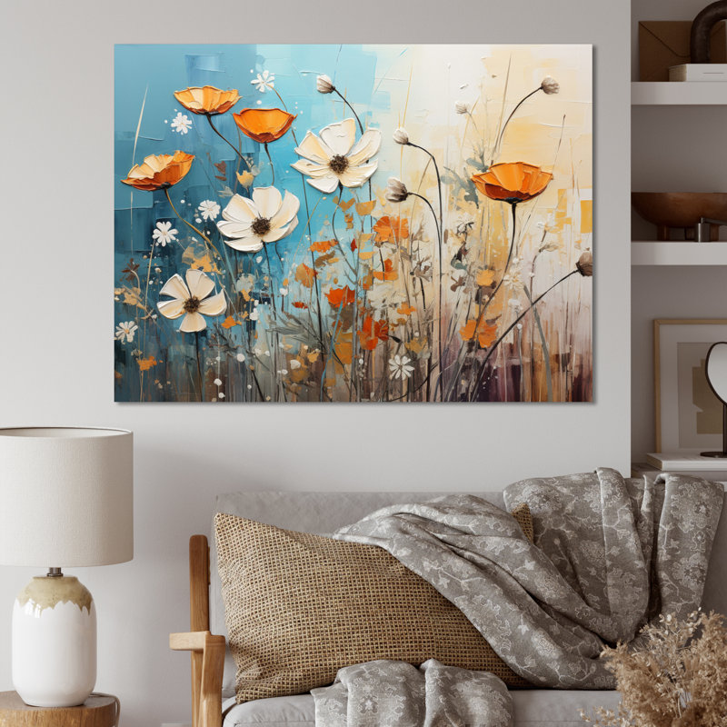 Meadow Whispers Collage IV - Modern Canvas Art Print, H 16 po x l 32 po, Toile tendue