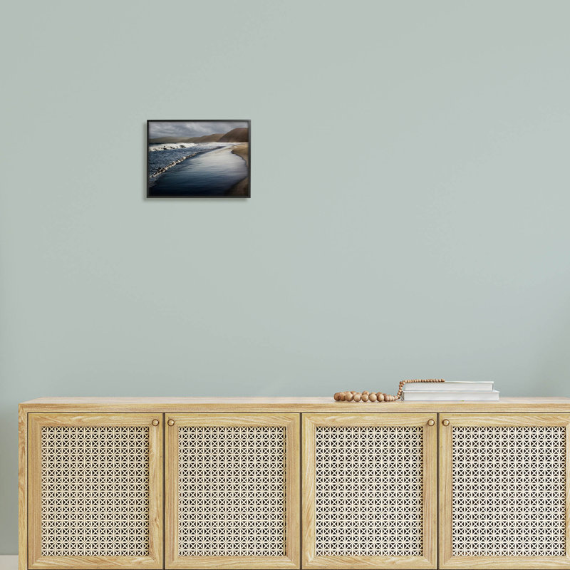 «Beach Foam Rolling Waves», estampe numérique par David Lorenz, Giclée encadrée noir minuit, H 11 po x l 14 po x P 1,5 po