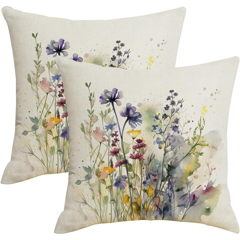 Housse de coussin décoratif pour 2 coussins décoratifs floraux d'été