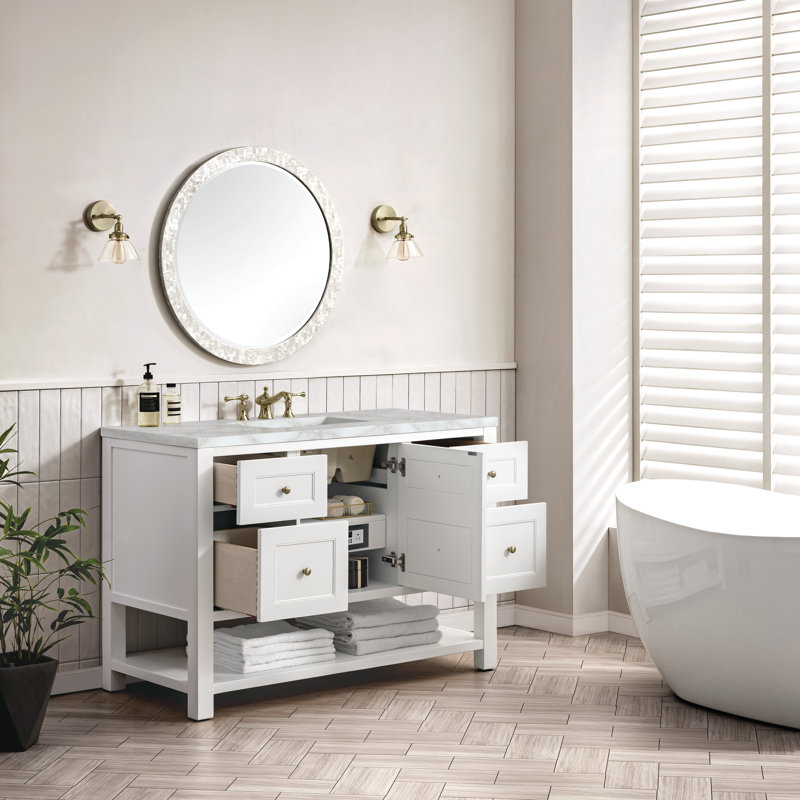 Breckenridge 48'' W Single Vanity, Bright White, Victorian Silver, 8" Widespread