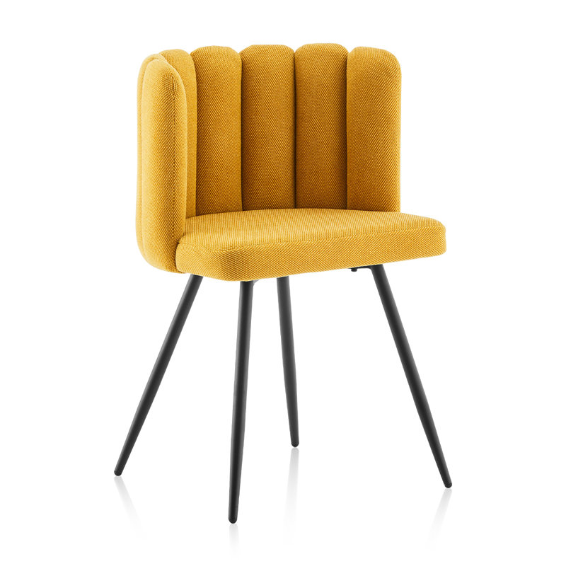 1Er Set Dining Chair,Fabric Lounge Chair, Yellow Fabric