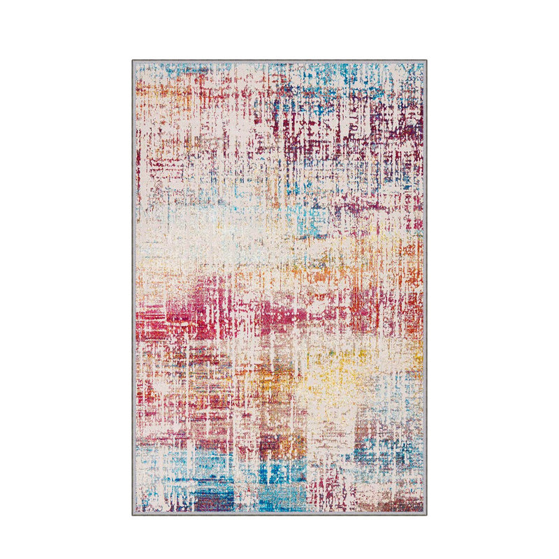Stylish Woven Carpet, 5.2 x 7.5 Feet | 100% Polyester, 0.3 in Pile Height, Antibacterial, Non-Slip PVC Dot Underside | Machine Washable, 3D Digital Print | Perfect for Living Room, Bedroom & Home Décor