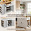 Armoire d'îlot de cuisine blanche avec tiroirs, chariot de rangement, chariot de service mobile pour la cuisine avec portes et tablettes