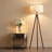 Wood Tripod Floor Lamp With Linen Shade For Living Room, Bedroom, And Office, Includes 12W Three-Color LED Bulb And Pull Chain Switch, Solid Wood Construction For Stability And Style