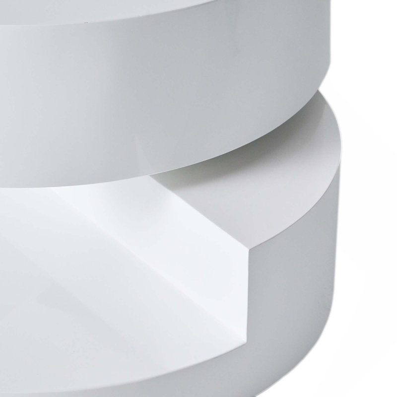 Table basse rotative Modernesque, H 13 po x l 23,6 po x P 23,6 po, Blanc