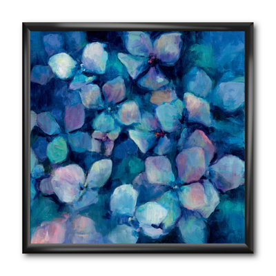 Cadre photo « abstract blue pétales », reproduction d’art sur toile