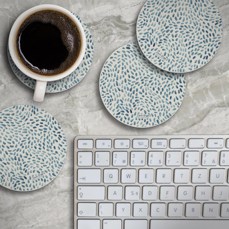 Drift Marks 4 Pack Round Absorbent Stone Coasters 
