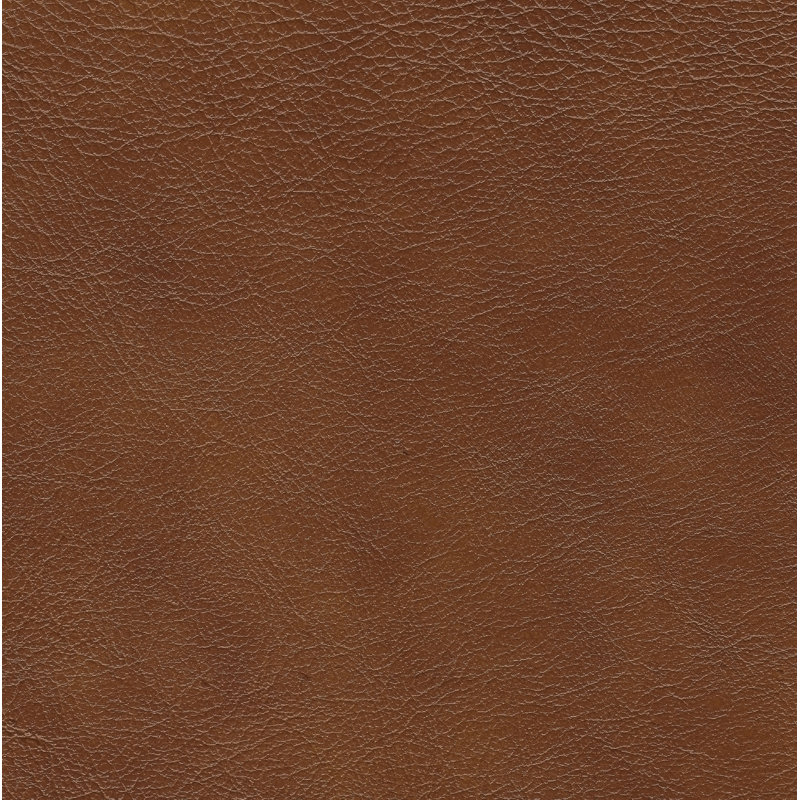 Repose-pieds carré en cuir véritable de 29 po de largeur Perryton, Cuir fleur camel