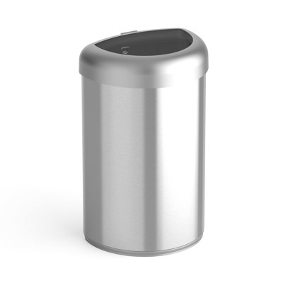 Ninestars Open Top Trash Can for Kithchen, Office, Commercial, 21Gal 80L, Silver Stainless Steel Trash Bin OTT-80-29SL