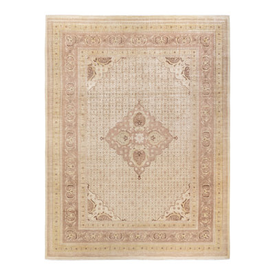 Hayner One-of-a-Kind 9 X 12 2010s Wool Area Rug in Ivory