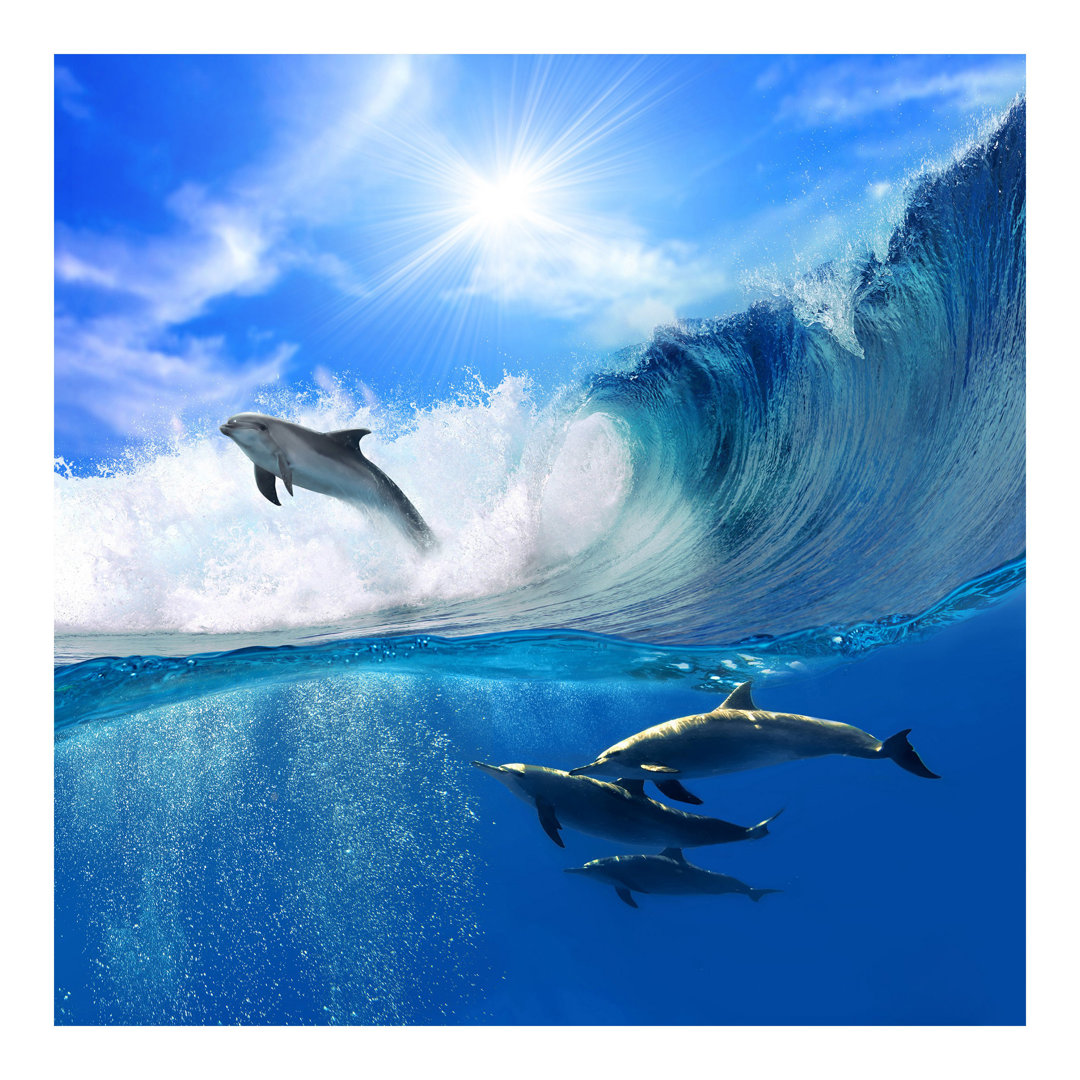 Playing Dolphins 3.36m x 3.36m Textured Matte Peel & Stick Wall Mural