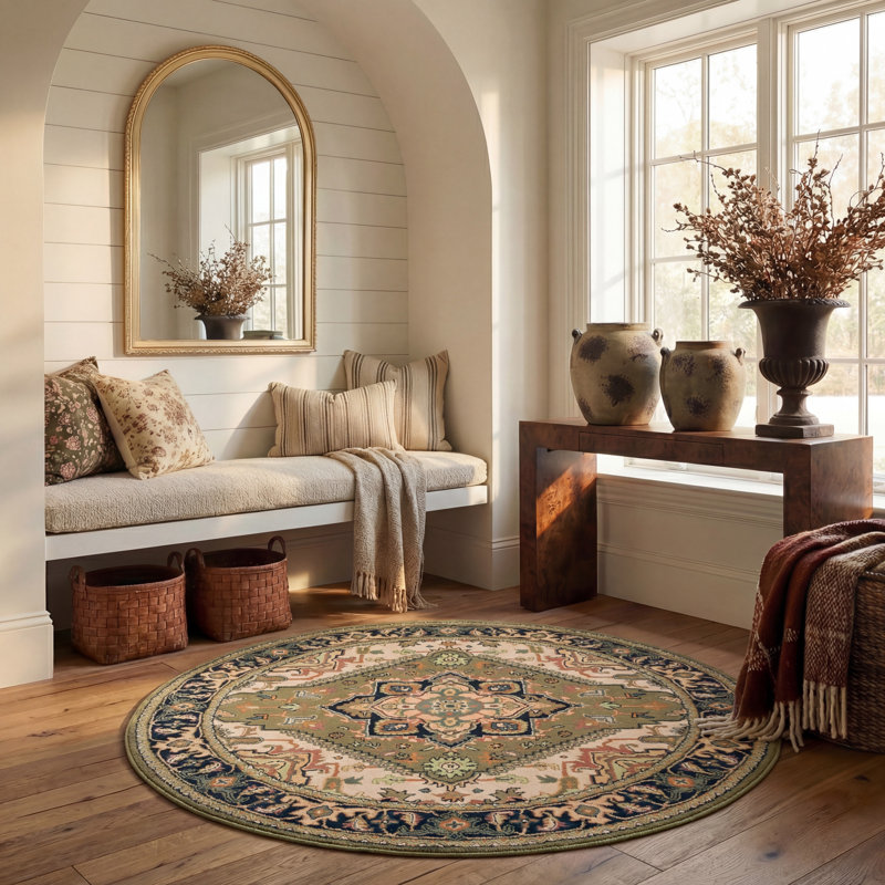 Hebron Hand Tufted Wool Oriental Rug, Round 6'