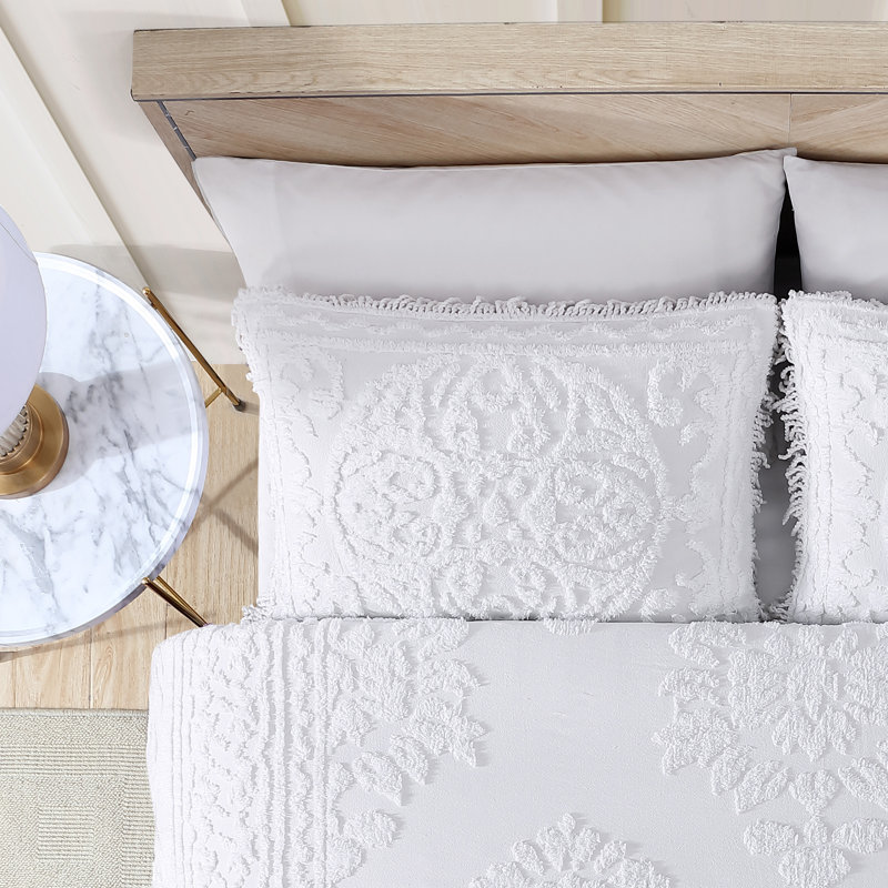 Taie décorative en chenille, Blanc, Taie décorative standard